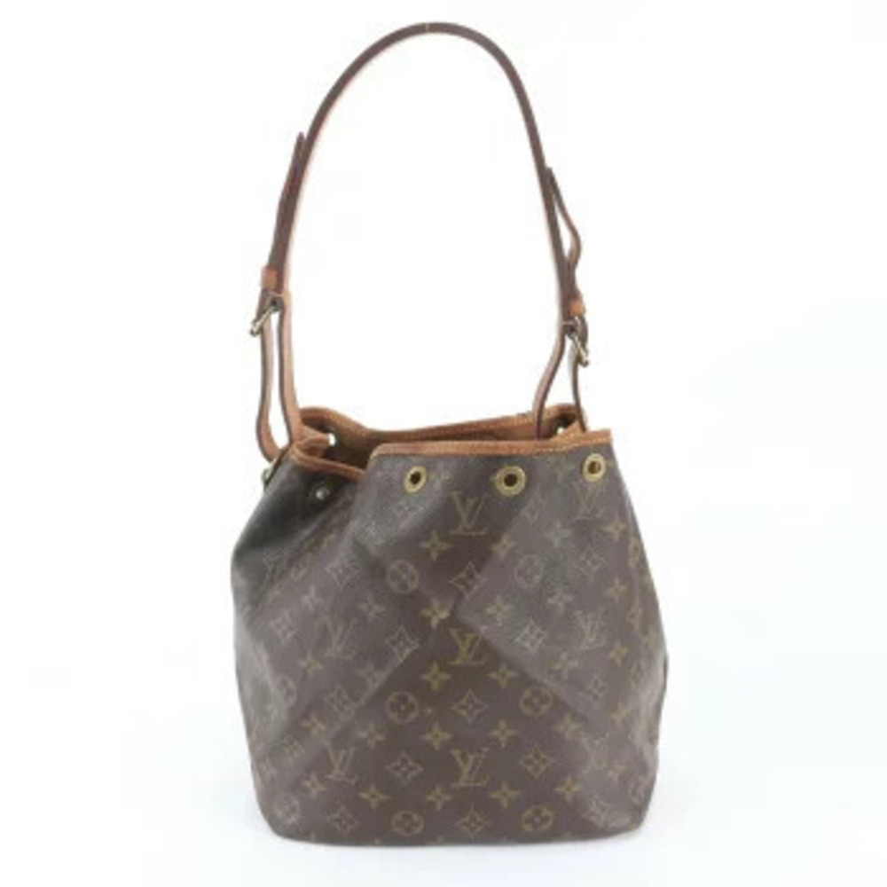 Louis Vuitton Noe Monogram Canvas Leather Shoulder Bag Brown